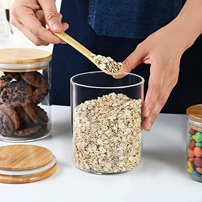 umieo Glass Food Storage Containers with Bamboo Lids Large Glass Food Storage Jars for Coffee Bar Tea Sugar (‎Clear Glass) - color: 27 OZ
