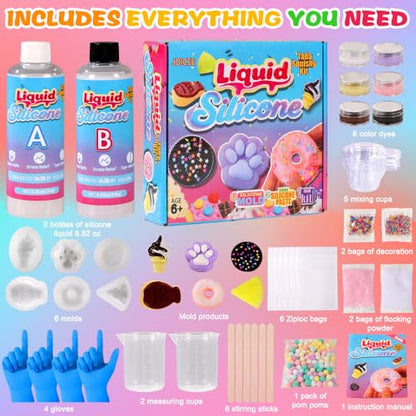 JOICEE Taba Squishy Kit, DIY Squishy Making Kit 18OZ 1:1 AB Liquid Silicone with 6 Molds for Make Your Own Super Soft Squishies Maker Kits Birthday Holiday Gifts Party Favors - style: Taba2