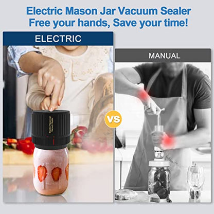 Electric Mason Jar Vacuum Sealer Kit & Mason Jar Lids and Rings 48Pcs/24 Sets for Wide Mouth