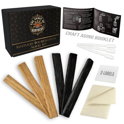 Kentucky Bourbon-Style Whiskey Infusion Aging Kit – Charred White Oak Sticks Staves – Age Clear Spirits into Rich Barrel Flavor in Weeks – Gift for Dad, Father, Husband, Groomsmen