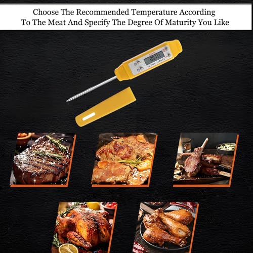 Meat Thermometer - Digital Food Thermometer for Cooking Kitchen - Automatic Calibration Pen Style Electronic Pocket Thermometer for Water Temperature, Barbecue (Yellow) - color: Yellow