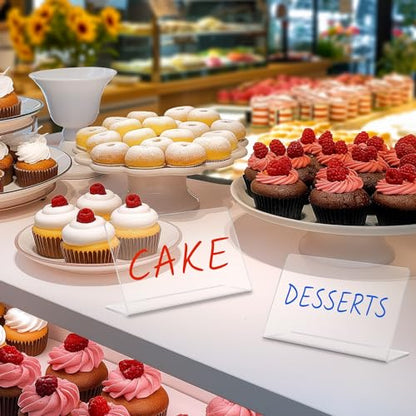 15 Pcs Acrylic Mini Chalkboard Labels for Food, 3X5 Inch Food Label Table Sign Cards, Mini Chalkboard Labels, Reusable Buffet Displays, Bright White, Includes 6 Liquid Chalk Markers - color: White