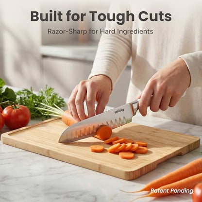 SMIRLY 14-Piece Kitchen Knife Set with Magnetic Block, High Carbon Stainless Steel Chef Knives, Ultra Sharp, Dishwasher Safe, Cream White - color: Cream White