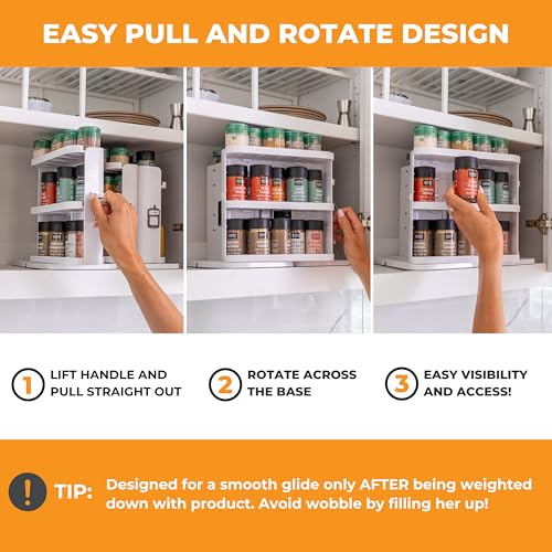 Cabinet Caddy SNAP! Spice Rack Organizer for Cabinet - Slide & Rotate Seasoning Organizer - 4 Snap-In Adjustable Shelves for 5 Tier of Storage - Magnetic Modular Design - 8.9”H x 6.1”W x 10.8”D