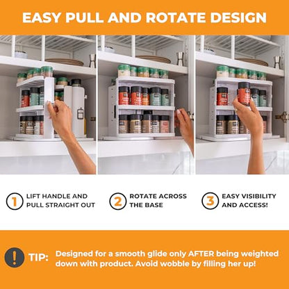 Cabinet Caddy SNAP! Spice Rack Organizer for Cabinet - Slide & Rotate Seasoning Organizer - 4 Snap-In Adjustable Shelves for 5 Tier of Storage - Magnetic Modular Design - 8.9”H x 6.1”W x 10.8”D