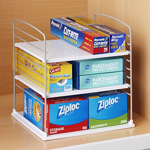 YouCopia UpSpace Cabinet Box Organizer, Adjustable Kitchen and Pantry Shelf for Plastic Wrap and Foil Storage, Extra Large, White - size: Large Classic