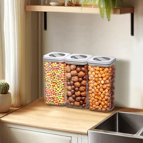 Amazing Abby - Carol - 112-Ounce Acrylic Canister (Set of 3), Plastic Airtight Food Container, Stackable for Pantry Storage, BPA-Free and Shatter-Proof, Perfect for Home and Commercial Use - style: 112 oz (3-Pack)