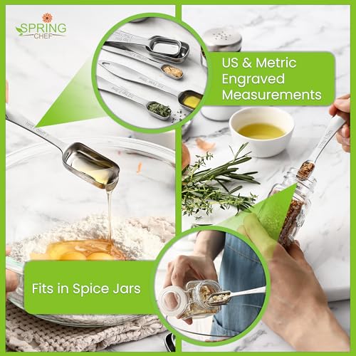 Spring Chef Stainless Steel Measuring Cups and Spoons Set of 10, Nesting Kitchen Metal Measuring Cups and Spoons Set for Dry and Liquid Ingredients, Perfect for Cooking & Baking - style: Cups & Spoons - Set of 10