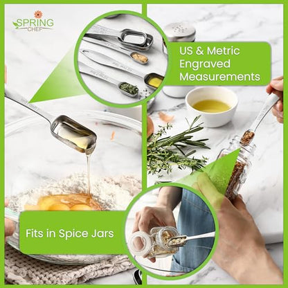Spring Chef Stainless Steel Measuring Cups and Spoons Set of 10, Nesting Kitchen Metal Measuring Cups and Spoons Set for Dry and Liquid Ingredients, Perfect for Cooking & Baking - style: Cups & Spoons - Set of 10