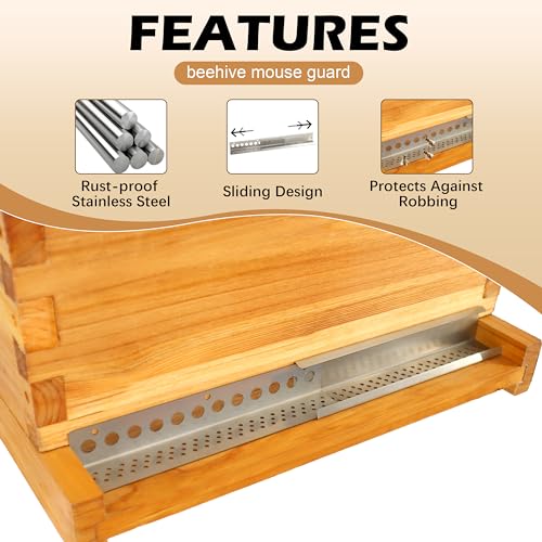 BeeCastle 4PCS Beehive Entrance Reducer and Mouse Guard,Beehive Sliding Mouse Guards for 8 or 10 Frame Bee Hive,No-Rust Stainless Steel Beekeeping Suppiles