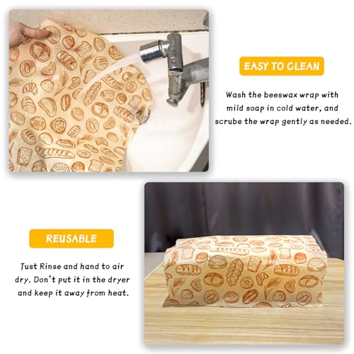 Beeswax Wraps for Food Roll(13x39inch), Organic Beeswax Wrap Beeswax Food Wraps Reusable Food Wrap Sustainable Beeswax Paper Beeswax Sandwich Wrap Beeswax Storage Cloth (Bread) - color: Brown