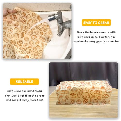Beeswax Wraps for Food Roll(13x39inch), Organic Beeswax Wrap Beeswax Food Wraps Reusable Food Wrap Sustainable Beeswax Paper Beeswax Sandwich Wrap Beeswax Storage Cloth (Bread) - color: Brown