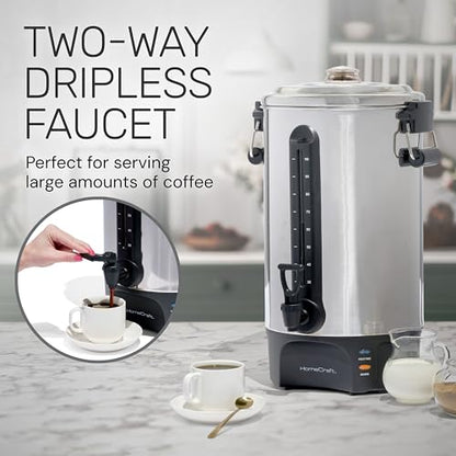 Homecraft 100-Cup Coffee Urn and Hot Beverage Dispenser with Dripless Faucet, Quick-Brewing, Stainless Steel - style: 100 Cup