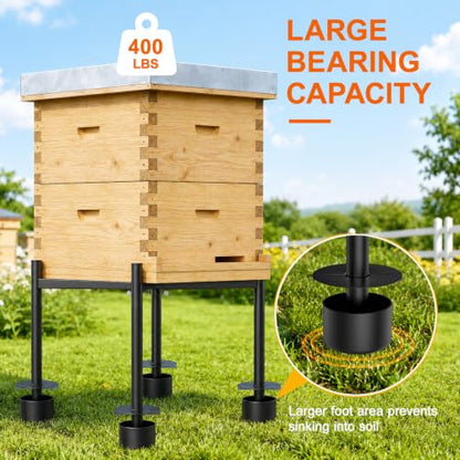 Adjustable Metal Bee Hive Stand,Ant-Proof & Insect-Proof Design Beehive Stand, Adjustable Width (12” - 20”) Fits 8-10 Frame Hive Holder for Beekeeping