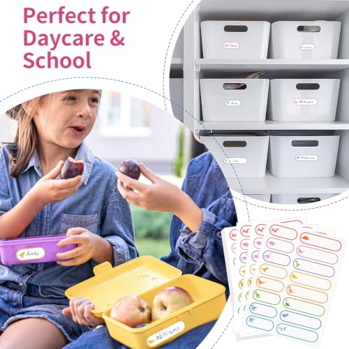 480 Pcs Labels for Kids Stuff Daycare, Waterproof Baby Name Label, Washable Bottle Labels, Reusable Self-Adhesive Tag Stickers for School Essentials, Self-Laminating Write-on (Cute Dinosaur) - style: Cute Dinosaur