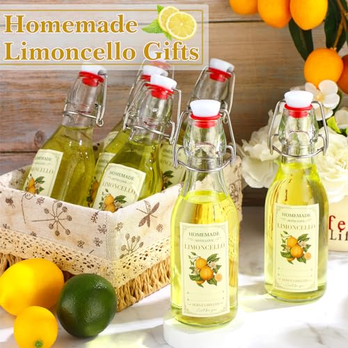 Havawish 10 Pcs 17 oz Swing Top Glass Bottles for Limoncello Homemade Flip Clear Top Bottles with Airtight Cap Lids Labels for Homemade Limoncello Wedding Baby Shower Favors(Round Style) - style: Round Style
