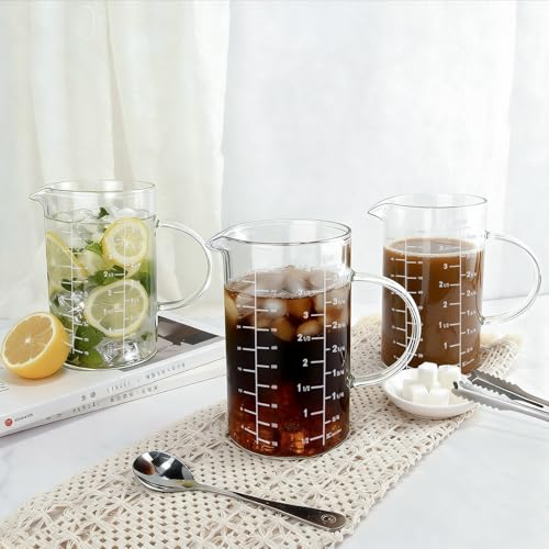 1000ml/4 Cup Measuring Cup,Glass Measuring Cup with Handle,Measuring Pitcher for Kitchen,Baking,Cooking,Restaurant