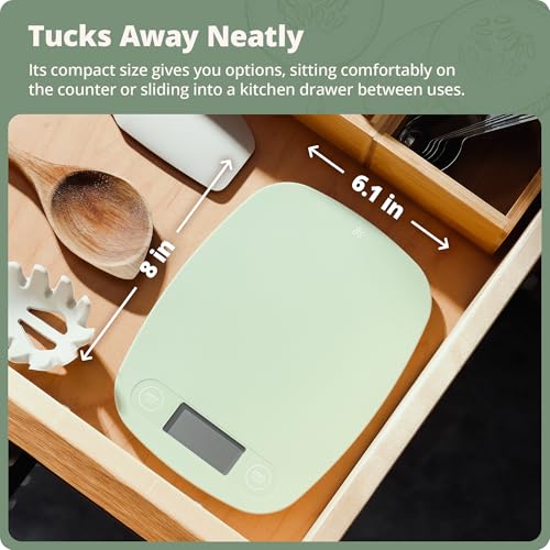 Greater Goods Food Scale – Digital Kitchen Scale, 1g Precision, Easy-Tare & Quick Conversion, Slim Compact Design, Durable & Portable | Ideal for Cooking, Baking & Meal Prep (Sage Green) - color: Sage Green