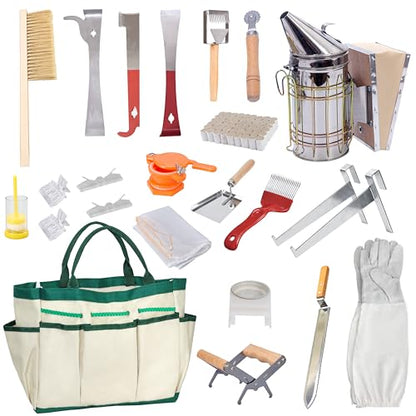 BeeCastle 8-Frame Bee Hives and Supplies Starter Kit,Beehive Kit Dipped in 100% Beeswax,Bee Keeping Supplies-All Beginners Kit Includes Beekeeping Supplies Tool Set and Bee Suit.