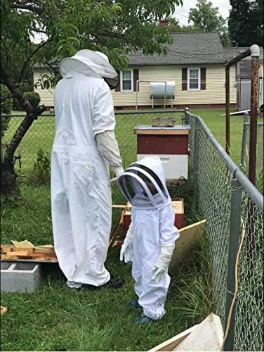 Bee Suit for Kid and Girl, Children Beekeeping Suit Beekeeper Suit with Glove &Ventilated Hood, 100% Cotton, Multi-Size Bee Outfit for Backyard for Child Bee Keeper for Christmas - size: for heights 52"~56"