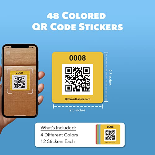 Smart Labels QR Code Stickers with AI Photo Analysis App - Auto-Creates Item Descriptions - No Typing - Made in USA - QR Code Labels for Storage & Inventory Tracking, Organization & Moving, Pack of 48 - style: Original
