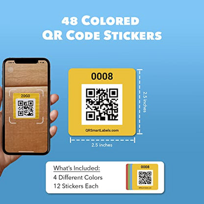 Smart Labels QR Code Stickers with AI Photo Analysis App - Auto-Creates Item Descriptions - No Typing - Made in USA - QR Code Labels for Storage & Inventory Tracking, Organization & Moving, Pack of 48 - style: Original