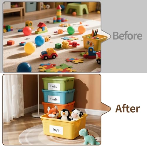 50 Labels/Pack 4x6 Removable Labels for Storage Bins, HUOJI Tear Resistant No Residue Storage Bin Labels, Storage Tote Labels for Home, School, Business - size: 4x6-1 Stack | 50 Sheets