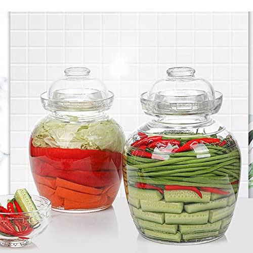 Fermentation Pickle Jar, Fermentation Kit with Water Seal, Glass Jar with Lid Paocai Jar Crock Pot for Pickles, Kimchi, Sauerkraut, Kombucha and Wine Brewing