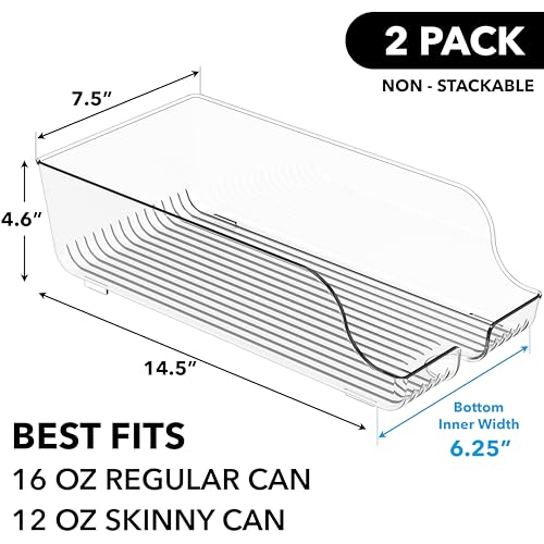 Simple Houseware Tall Skinny Can Organizer and Dispenser for Refrigerator or Pantry, Clear, Set of 2 - size: 2 Pack, style: Skinny Tall Can