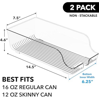 Simple Houseware Tall Skinny Can Organizer and Dispenser for Refrigerator or Pantry, Clear, Set of 2 - size: 2 Pack, style: Skinny Tall Can