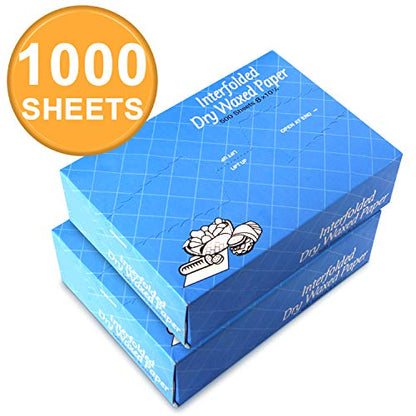 Fit Meal Prep 1000 Sheets 8 x 10.75” Dry Wax Paper Sheets for Food, Greaseproof Sandwich Wrapping, Interfolded Deli Wax Paper for Fries, Burgers, Food Basket, Made in USA - size: 8 x 10.75"