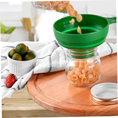 1PCS Wide Mouth Versatile Funnel,Canning Funnels for Kitchen Use Plastic Folding Funnel Telescopic Wide Mouth Large Canned Kitchen Filling Tools Green