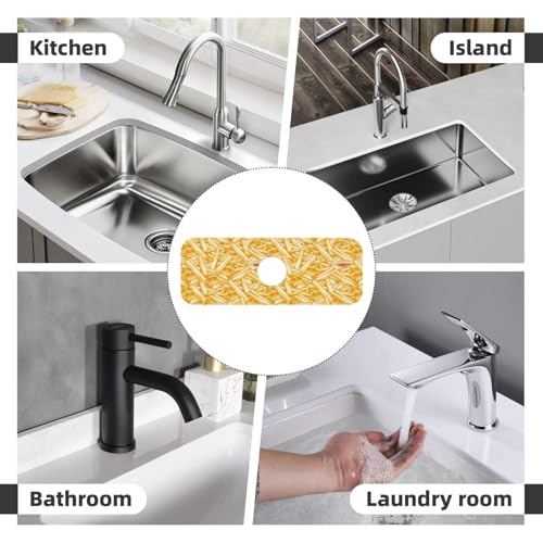 French Fries Ketchup Faucet Mat For Kitchen Sink, Absorbent Countertop Protector, Quick Dry Sink Splash Guard Pad, Waterproof Draining Mat 15" X 5.5" - color: Style 7