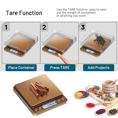 Fuzion Digital Scale .01 Gram Accuracy, 500g Mini Food Scales for Small Jewelry, Gold, Herb, Spice - Weight Gram and Oz - color: Ombré Gold-Pink