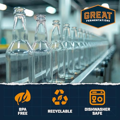 Clear Glass Beer Bottles - 11.2 oz (24 Pack) for Bottling Homebrew Beer, Kombucha, Soda, Cold Brew Coffee, Sparkling Water, and other Carbonated Beverages - Takes Standard 26mm Crown Cap