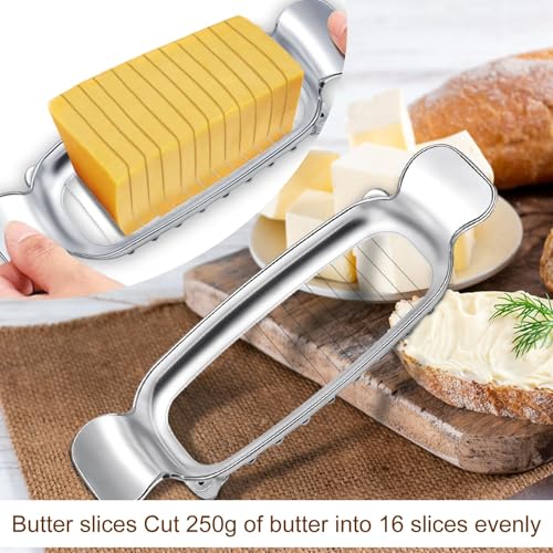 Butter Slicer, Stainless Steel Cheese Cutter Butter Slicer Parts With Ergonomic Handle, Kitchen Food Tool Butter Cutter Wire Cheese Slicer Cutting Cheese, Butter, Eggs, Fruit