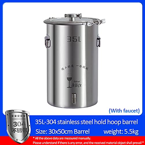 35L 304/316 SUS fermentation barrel with faucet sealed storage barrel special for home brewing Food grade brewing equipment (304 with tap) - size: 304 with tap