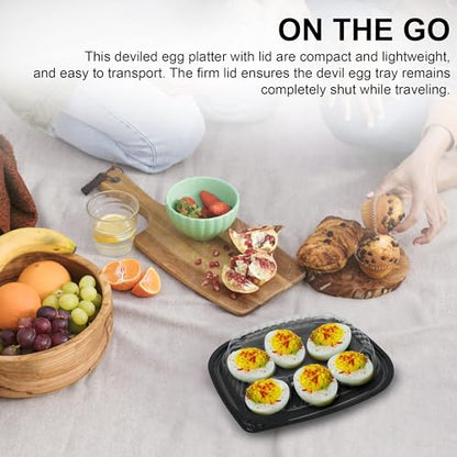 MT Products Clear Deviled Egg Containers Holds 6 Eggs 6.5" x 5.63" x 1.19" - Durable Egg Platter Tray (Pack of 12) - Made in the USA - size: 6.5 x 5.63 x 1.19 in