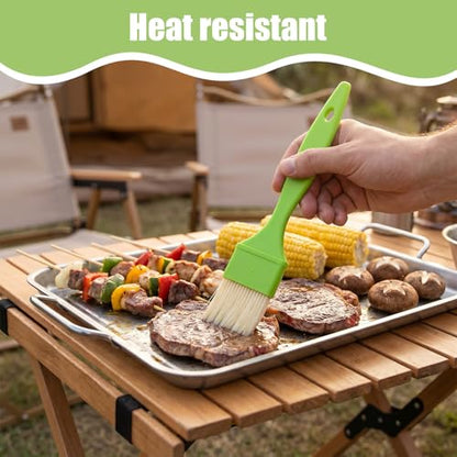 4pcs Pastry Brush Set, 1/1/2/2 inch Natural Bristle Basting Pastry Paint Brush with Hang Hole Design Premium BBQ Heat Resistant Brushes for Cooking Baking Brushes Oil Grilling Marinade