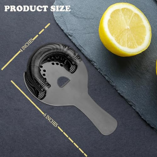 Black Cocktail Strainer for Drinks 2 Prong Hawthorne Strainer with Removable Spring Stainless Steel Bartending Strainer - color: Black