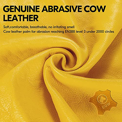 Vgo... Men's Extra-Long Leather Gardening Gloves, Gauntlet with Adjustable Cuff, Puncture & Thorn Proof, Touchscreen (CA7472) - color: 1 Pair - Yellow Green, size: Unisex X-Large