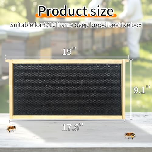 20 Pack Beehive Frames and Wax Foundations for Deep Brood Bee Hives Frames with 100% Beeswax Coated Foundations Sheets Deep Honey Bee Frames and Foundations for Beekeeping - size: 20-Pack
