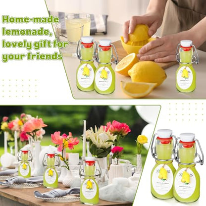 20 Sets Mini Limoncello Bottles Small Swing Top Glass Bottles Tiny Jar for Table Centerpieces Beverages Homemade Christmas Baby Shower Wedding Party Favors for Guests(2oz,Lemon) - size: 2oz, style: Lemon