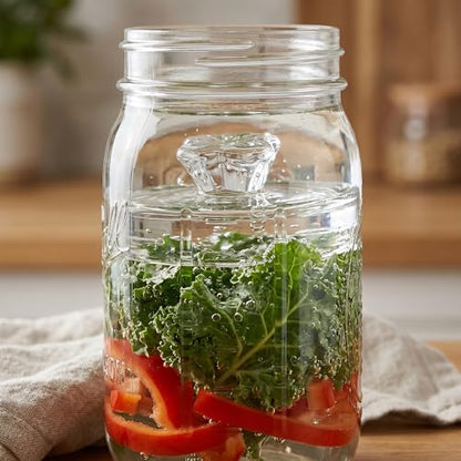 Okllen 9 Pack Glass Fermentation Glass Weights for Large Wide Mouth Mason Jars Easy Grip Handle, Dishwasher Safe