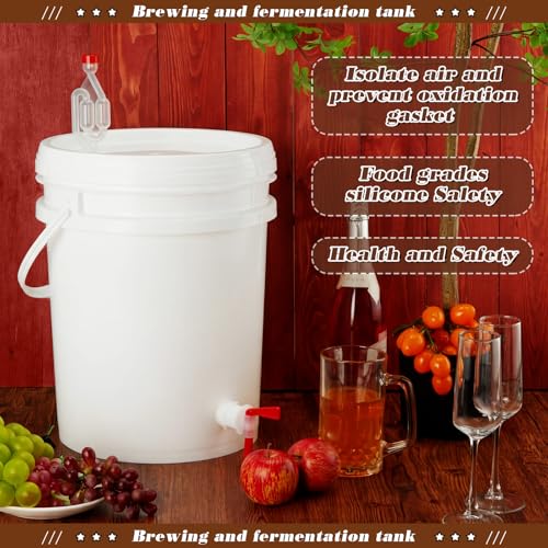 4 Pcs 6.5 Gallon Fermenting Bucket White Fermentation Bucket with Spigot Twin Bubble Airlock and Silicone Bung Fermentation Kit for Home Beer Wine Mead Other Fermented Beverage - size: 6.5 Gallon