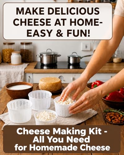 7 items Cheese making kit | Variouse cheese molds 0.25-0.6 kg for soft cheeses (7). Cheesemaking from Cow and Goat Milk. Cheese making supplies - size: Set of 7
