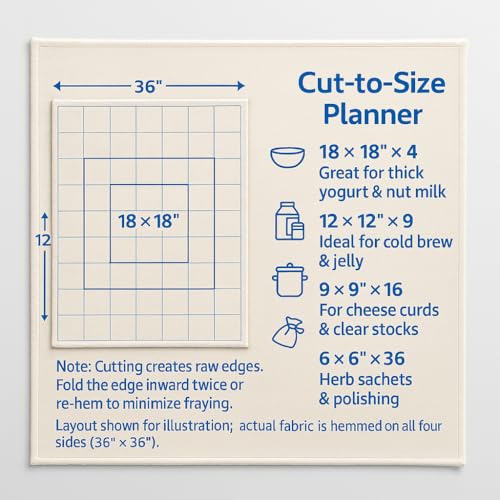 5 Pack Grade 100 Cheesecloth 36×36 in — Reusable Cheese Cloths, 100% Unbleached Cotton, Hemmed on All Sides (Lint-Free), Butter Muslin for Straining Yogurt, Nut Milk, Broth, Jelly & Cold Brew - size: 5 PCS - 36x36 Inch