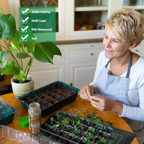 LOCONHA Seedling Heat Mat for Seed Starting,10" x 20.75" Waterproof Heating Pad for Indoor Plants Germination (Black 1 Pack) - color: Black 1 Pack