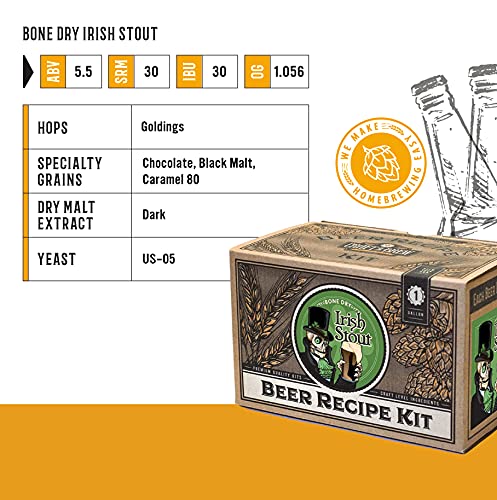 Craft A Brew Recipe Kit - Bone Dry Irish Stout Refill - 1 Gallon - Ingredients for Home Brewing Beer - color: Bone Dry Irish Stout