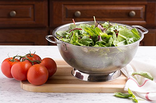 Bellemain 3 Qt Metal Colander with Handle | Pasta, Spaghetti, Berry, Fruit, Vegetable, Kitchen Food Strainer Basket | Premium Stainless Steel Colander Bowl | Pot Drainer for Cooking, Sifter Strainer - size: 3-Quart